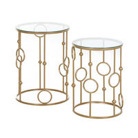 COUCHTISCH 2er-Set mit Glasplatte, Ø41 x 57 cm, Gold - Goldfarben, Glas (41/41/57cm) - HOMCOM