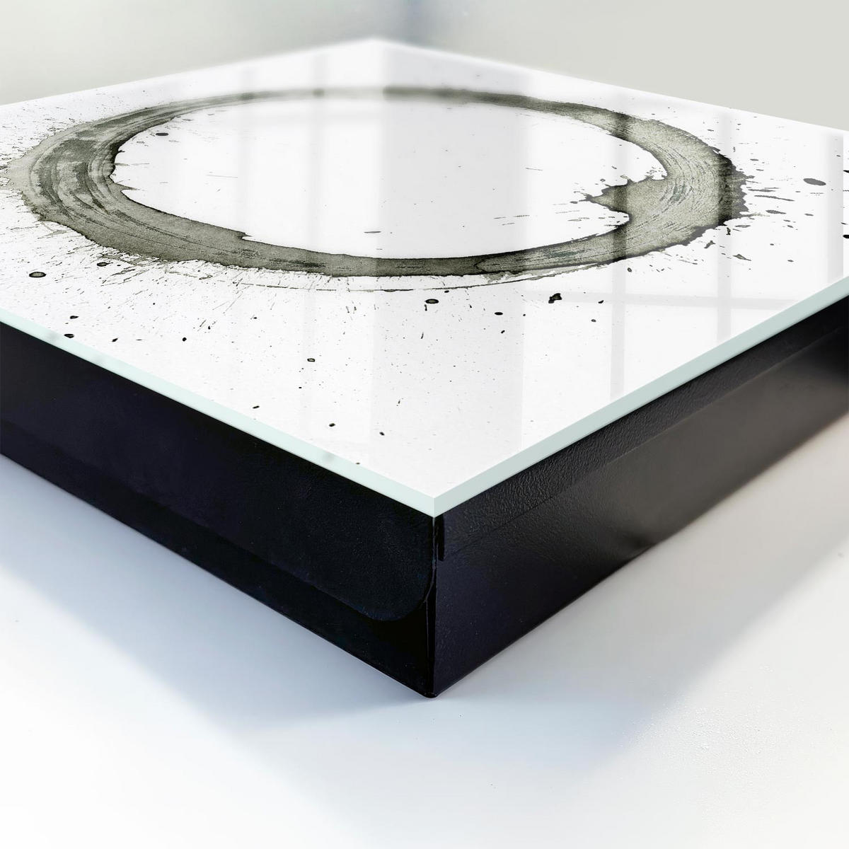 SCHLÜSSELBOX Schwarz 30x30 cm- Türöffnung nach rechts - Zen-Kreis - Weiß, Metall (30/30/5cm) - TULUP