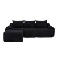 MODULARES 3-Sitzer Sofa Cordstoff mit Getränkehalter und Seitentasche 268/174/80 cm Schwarz - Schwarz, Textil (174/268cm) - Redom