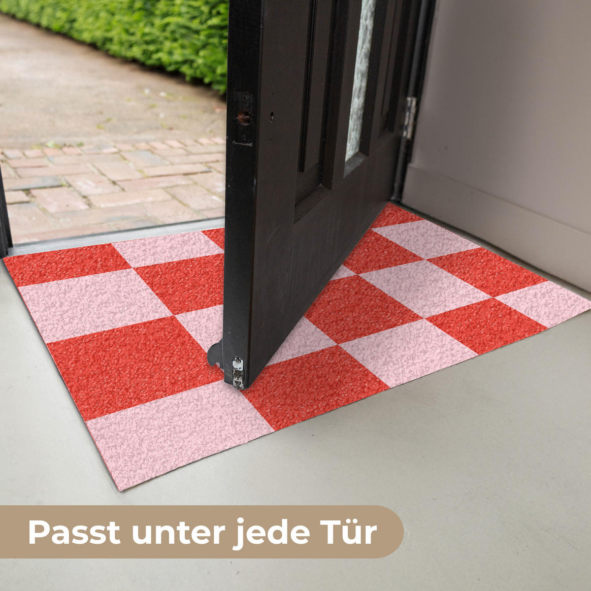 FUSSMATTE Schachbrettmuster - Rot - Rosa - Würfel 60x40 cm - Rot, Kunststoff (60/0.4cm) - MuchoWow