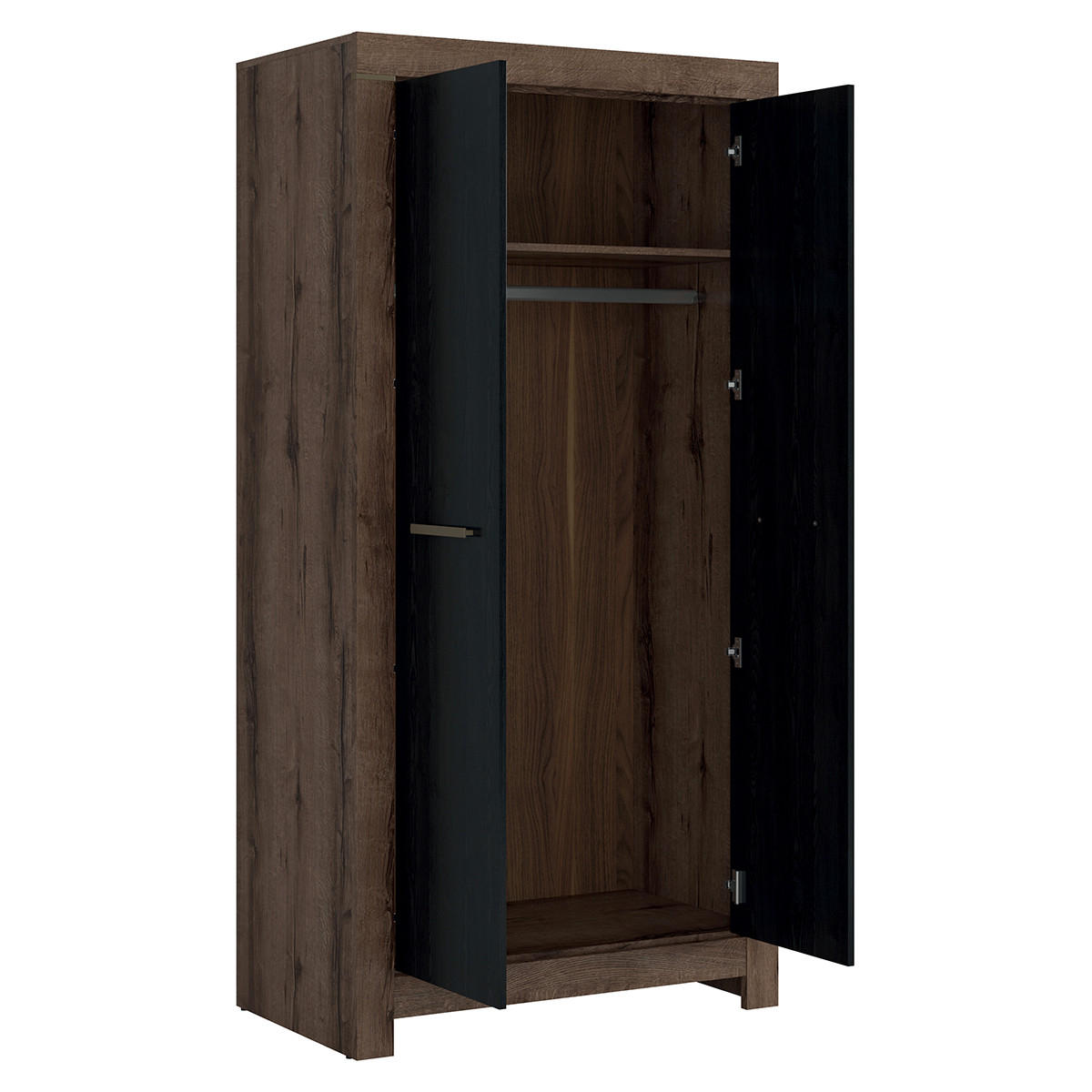 SCHRANK 2 Türen Adam Holz und Schwarz - Schwarz, Holzwerkstoff (98/195/55cm) - Petits-meubles