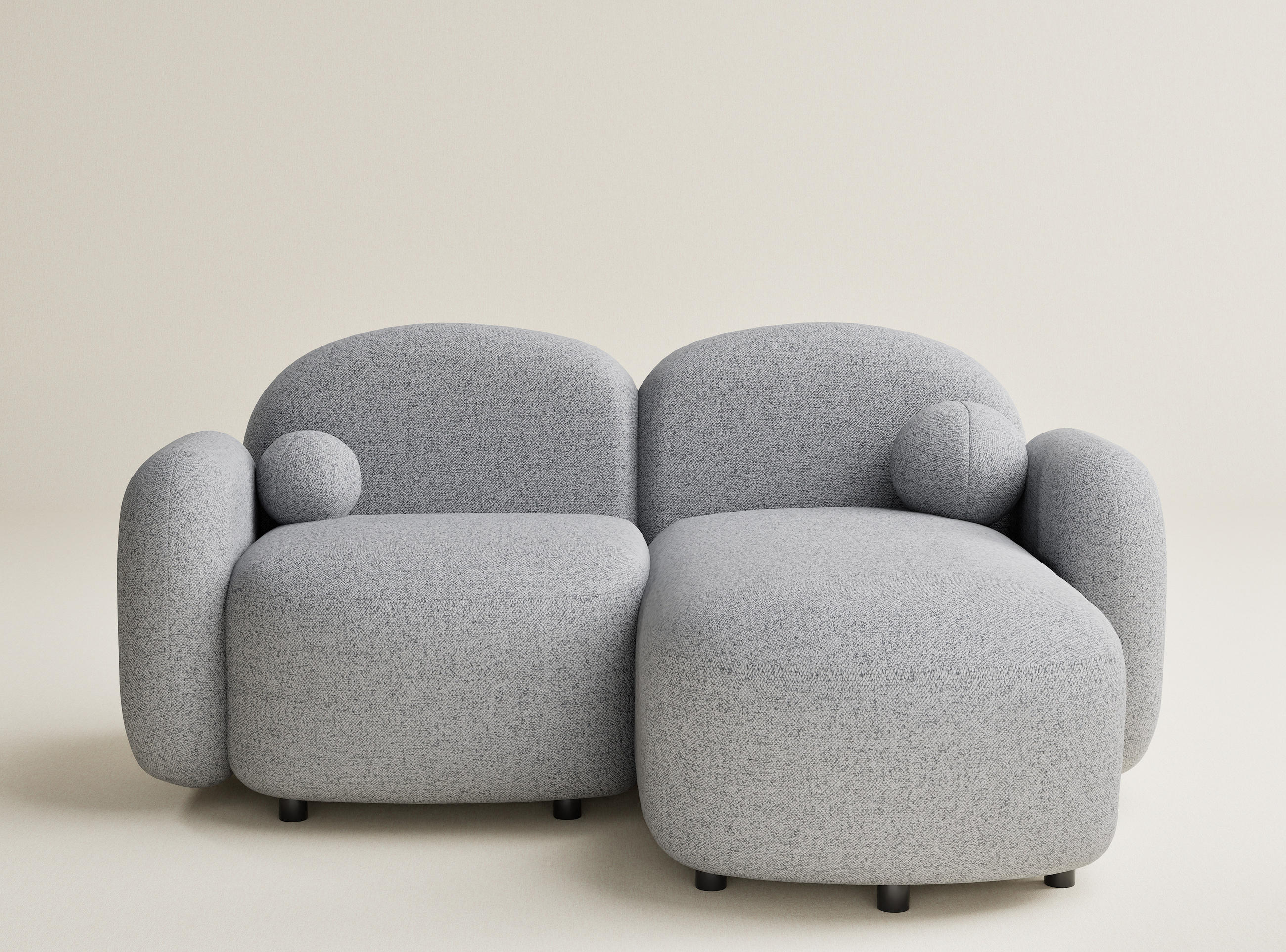 ECKSOFA Bahama Hellgrau Webstoff - Hellgrau/Schwarz, Holz/Holzwerkstoff (190/146cm) - Maison de Reve