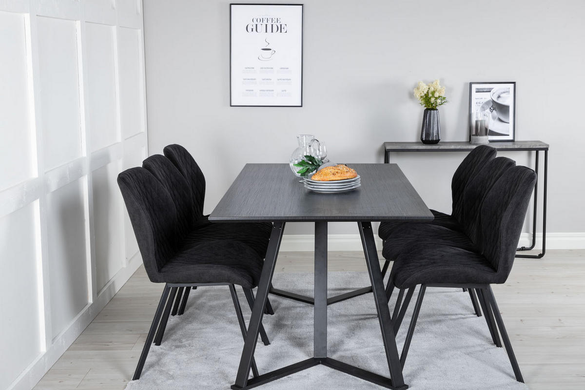 TISCHGRUPPE Schwarz - Schwarz, Holzwerkstoff (90/75/180cm) - ebuy24