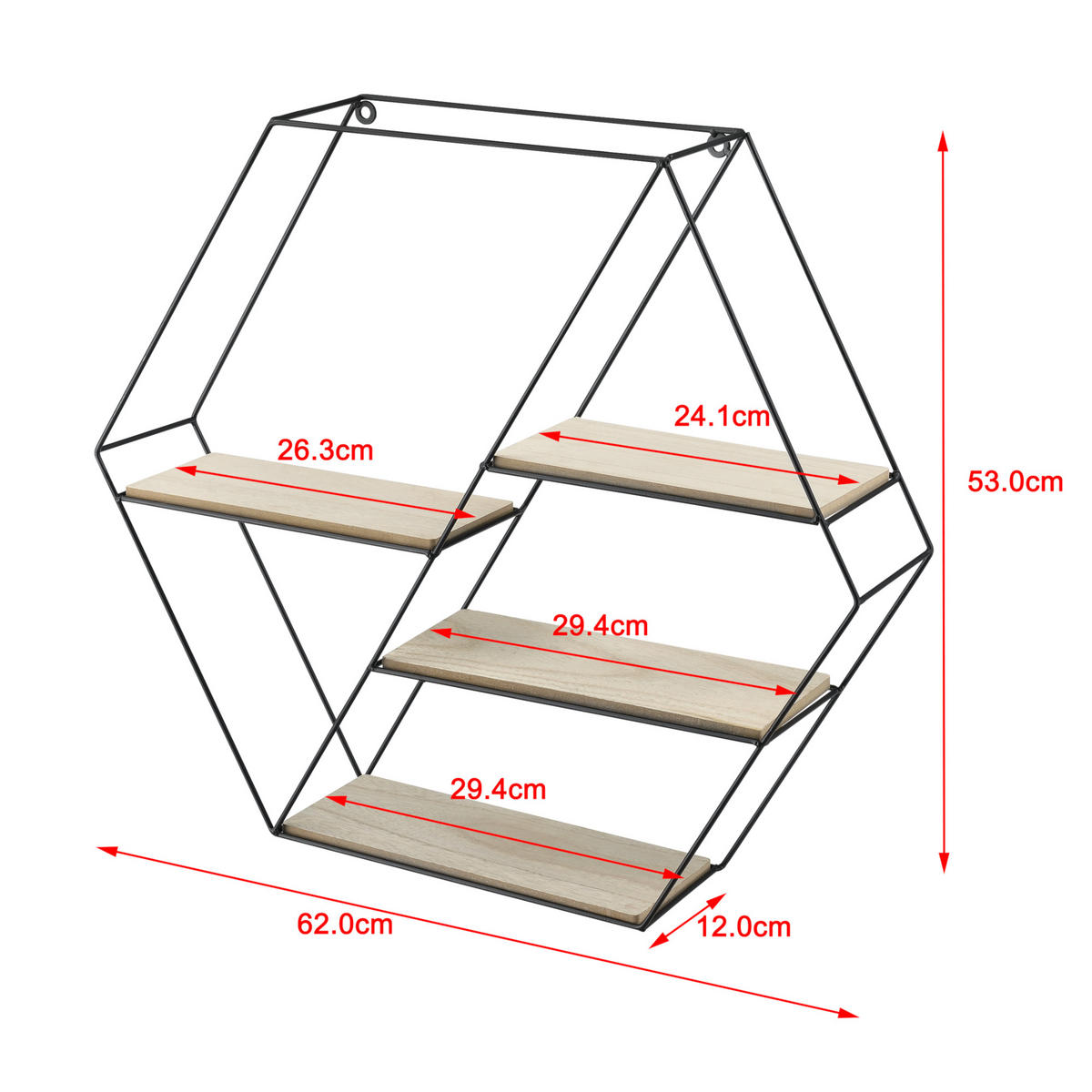 WANDREGAL Flint - Schwarz, Holz/Metall (62/53/12cm) - [en.casa]