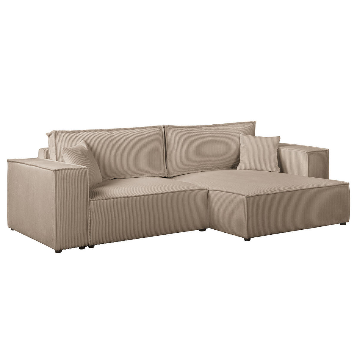ECKSOFA mit Schlaffunktion - 255 cm - Schwarz/Cappuccino, Kunststoff/Textil (255/148cm) - home24
