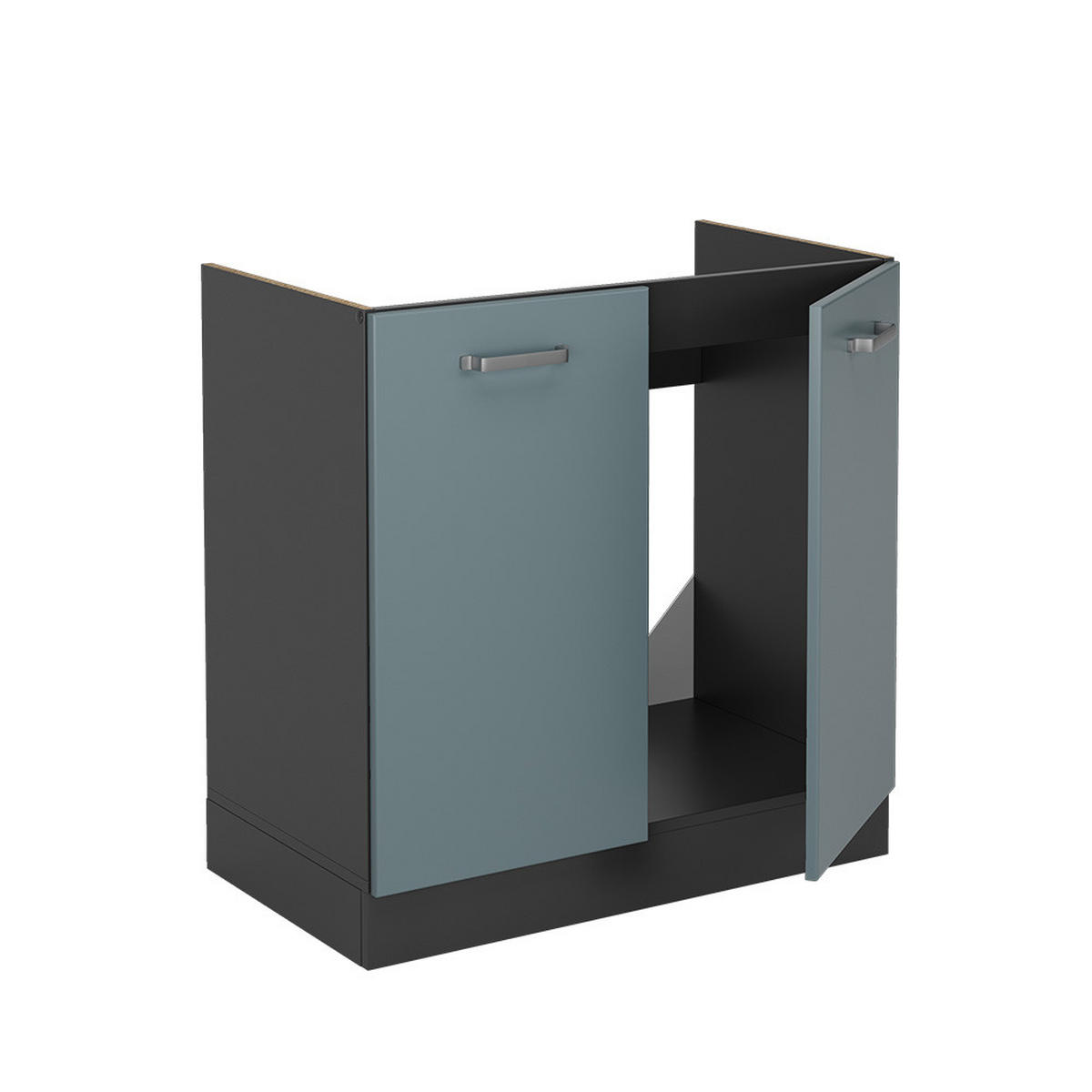 KÜCHENUNTERSCHRANK R-Line Blau-Grau 80 cm AP Marmor - Anthrazit/Blaugrau, Holzwerkstoff (80/81.6/60cm) - Vicco