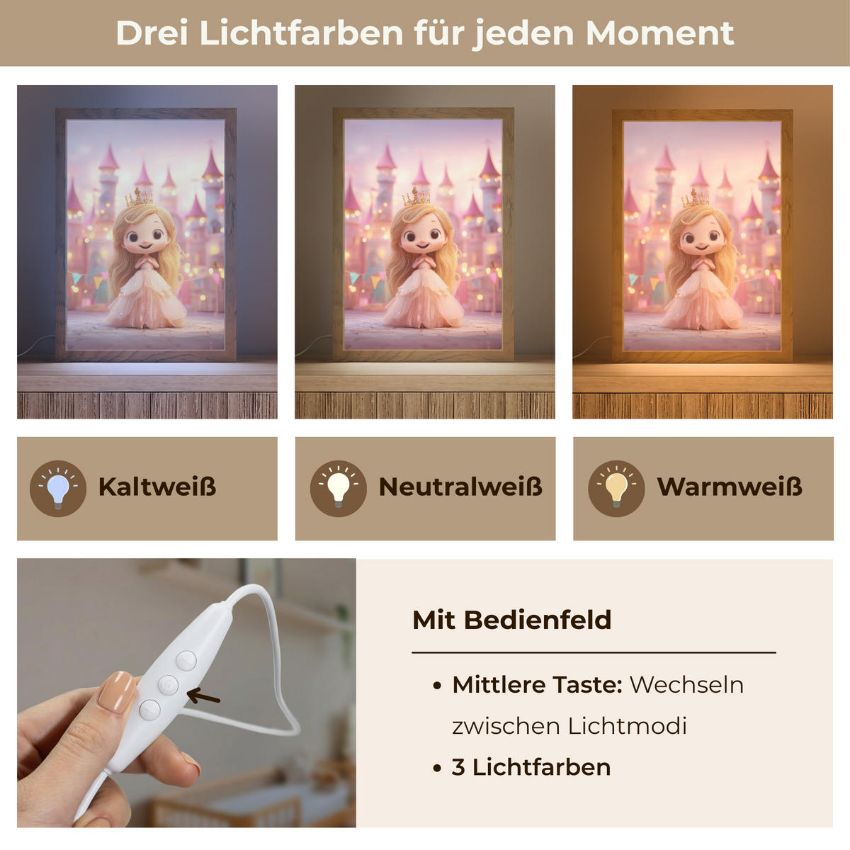 NACHTTISCHLAMPE Prinzessin - Rosa - Schloss 20x30 cm - Rosa, Holzwerkstoff (8/20/30cm)