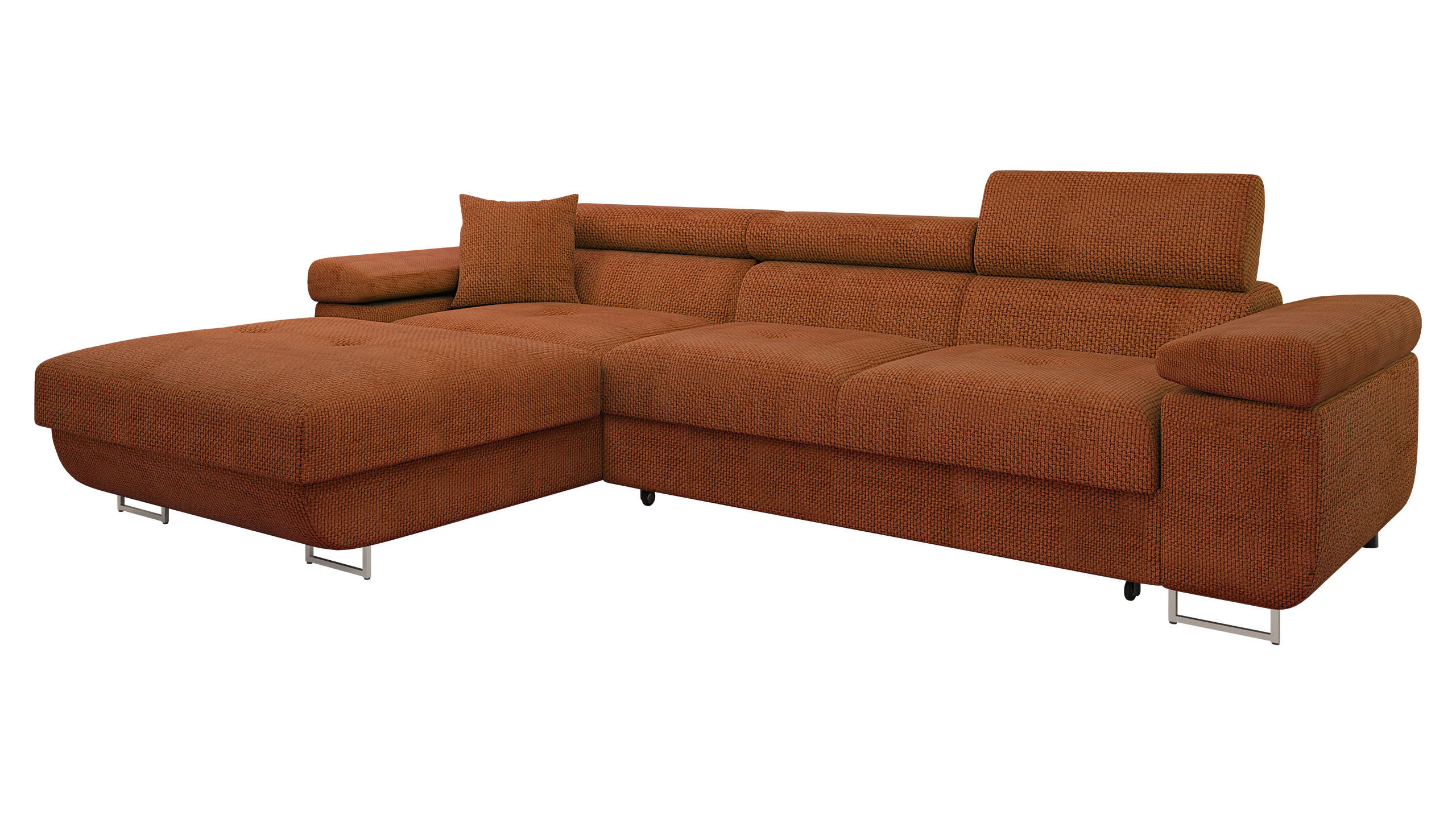 ECKSOFA Torezio Mini, Seite: Links - Dunkelorange, Holz/Textil (280/170cm) - MIRJAN24