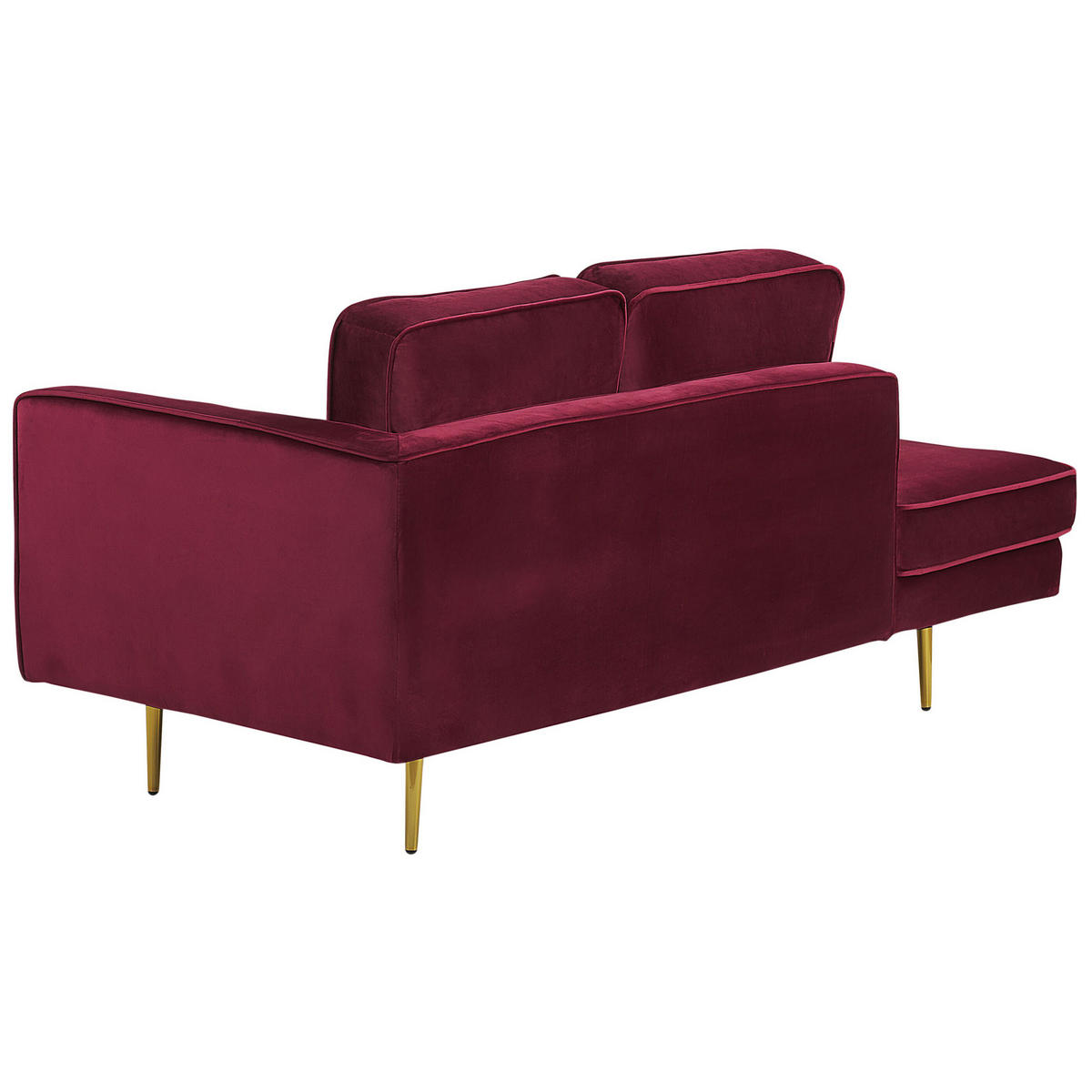 CHAISELONGUE Samtstoff dunkelrot rechtsseitig Miramas - Rot/Goldfarben, Textil (171/63/79cm) - Beliani