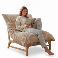 XXL-SESSEL Cord mit Holzrahmen, Breites Kissen, Hellbraun - Hellbraun, Holz/Textil (117/94/114cm) - LVHOM