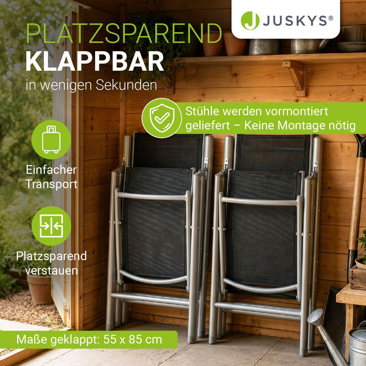 GARTENGARNITUR Milano 7-tlg. - Silberfarben, Metall - Juskys