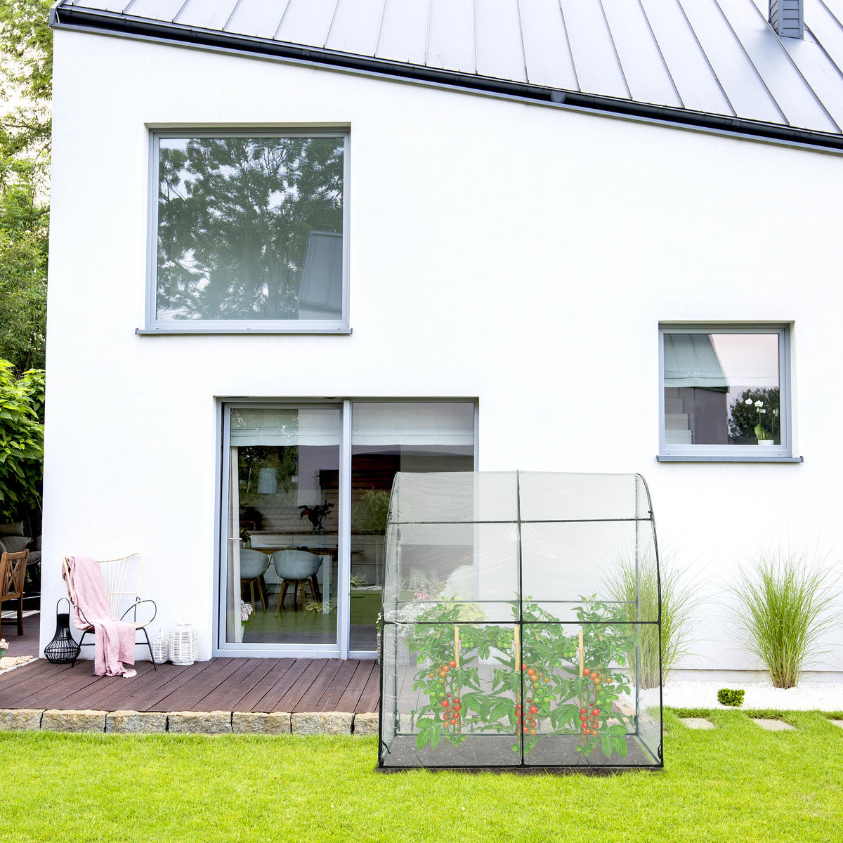 TOMATENGEWÄCHSHAUS - Transparent, Kunststoff/Metall (200/215/100cm) - Relaxdays