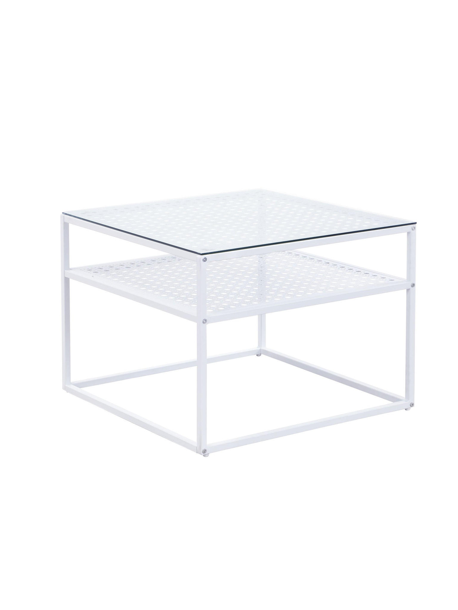 COUCHTISCH ALCUDIA, Einscheibensicherheitsglas, Weiß, 60 x 60 x 45 cm - Weiß, Glas/Metall (60/60/45cm) - KADIMA DESIGN