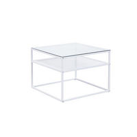 COUCHTISCH ALCUDIA, Einscheibensicherheitsglas, Weiß, 60 x 60 x 45 cm - Weiß, Glas/Metall (60/60/45cm) - KADIMA DESIGN