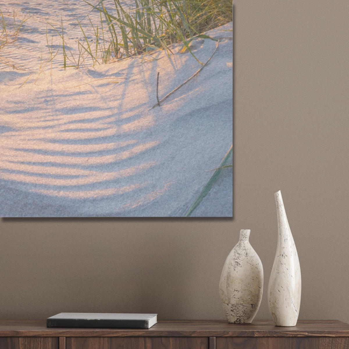 AKUSTIKPANEEL Strand - Sonne - Düne - Gras - Sand - Horizont 70x100 cm - Hellblau, Textil (70/0.9/100cm) - MuchoWow