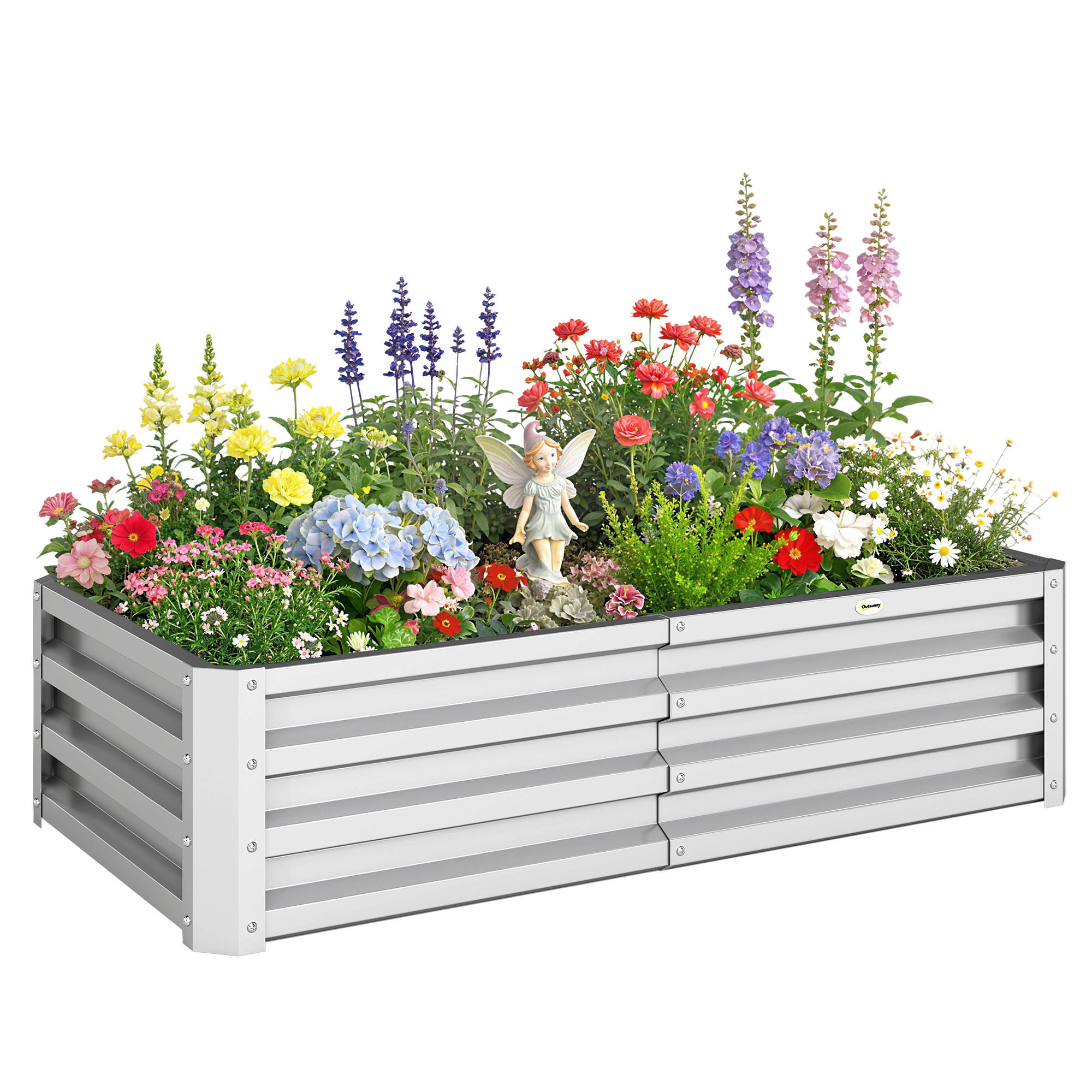 HOCHBEET DE-12213 rechteckig 120/60/30,5 cm aus Wellblech Silber - Silberfarben, Metall (120/30.5/60cm) - ComfortXL