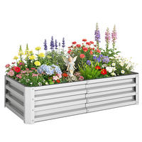HOCHBEET DE-12213 rechteckig 120/60/30,5 cm aus Wellblech Silber - Silberfarben, Metall (120/30.5/60cm) - ComfortXL