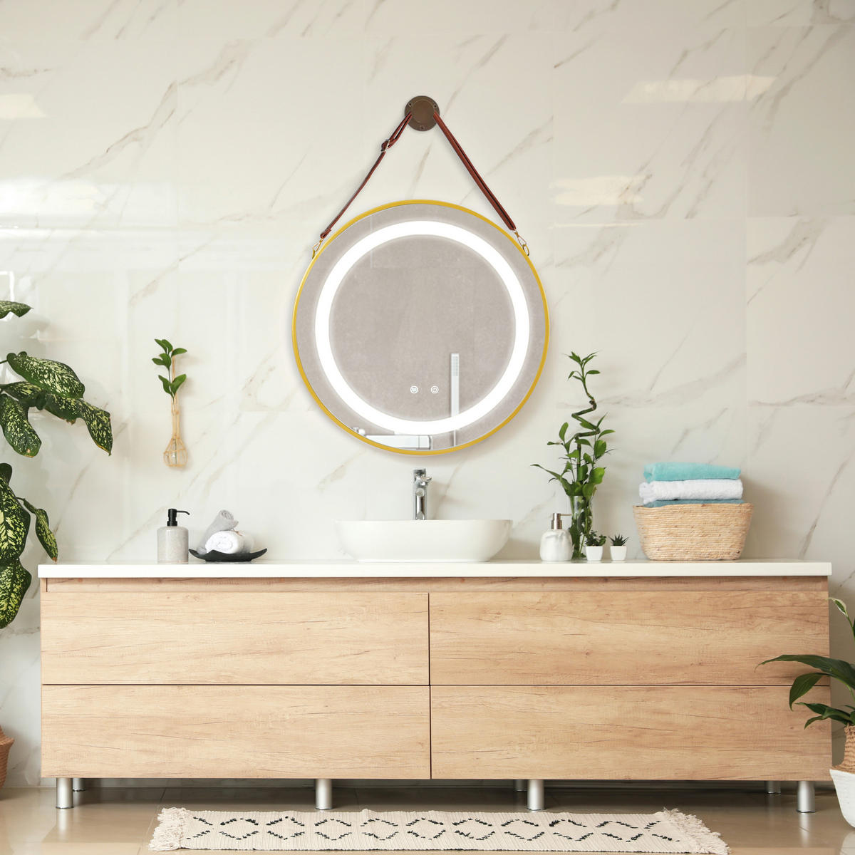 BADEZIMMERSPIEGEL Picerno - Goldfarben, Glas/Metall (70/70/3.5cm) - pro.tec