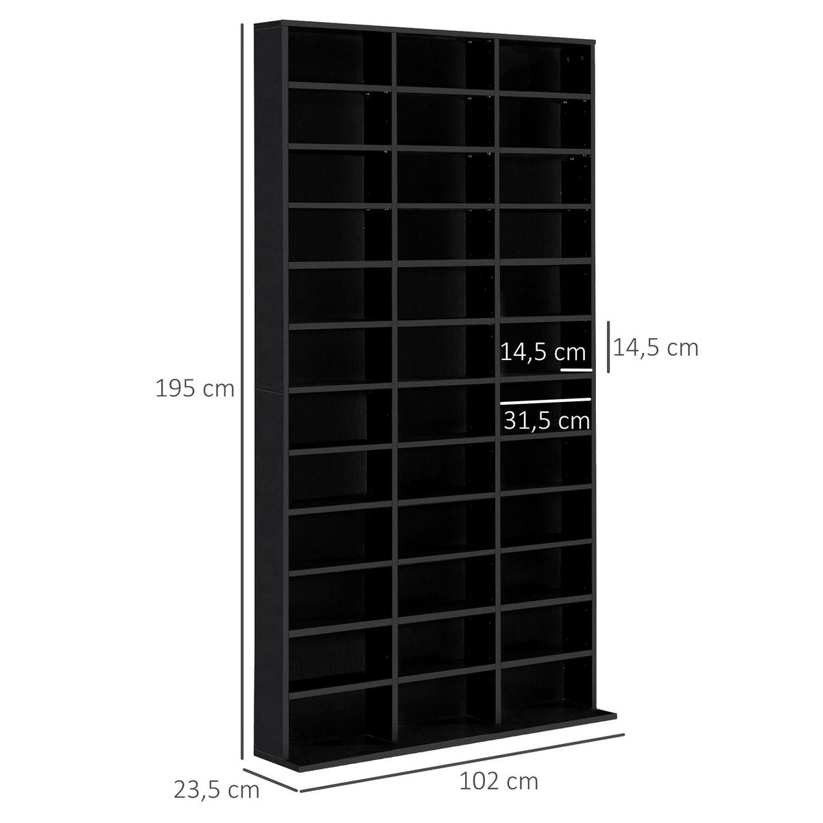 CD-REGAL DE-14394 36 Fächer, verstellbare Böden Schwarz - Schwarz, Holzwerkstoff (24/195/102cm) - ComfortXL