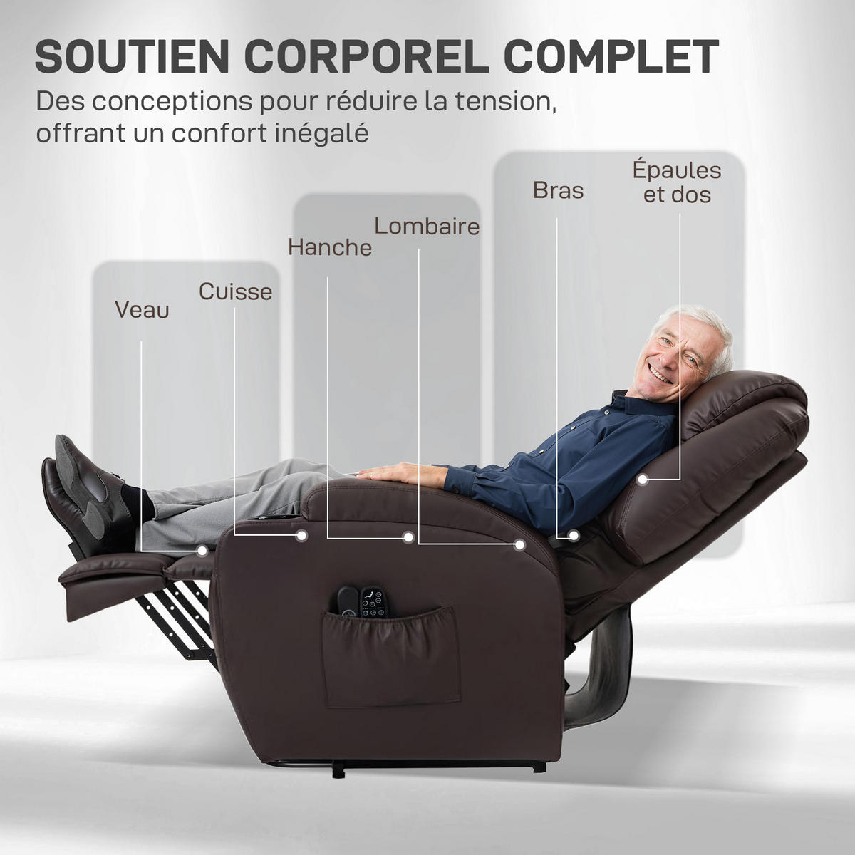 RELAXSESSEL DE-15440 mit USB und Getränkehaltern Braun - Braun, Leder (83/107/95cm) - ComfortXL