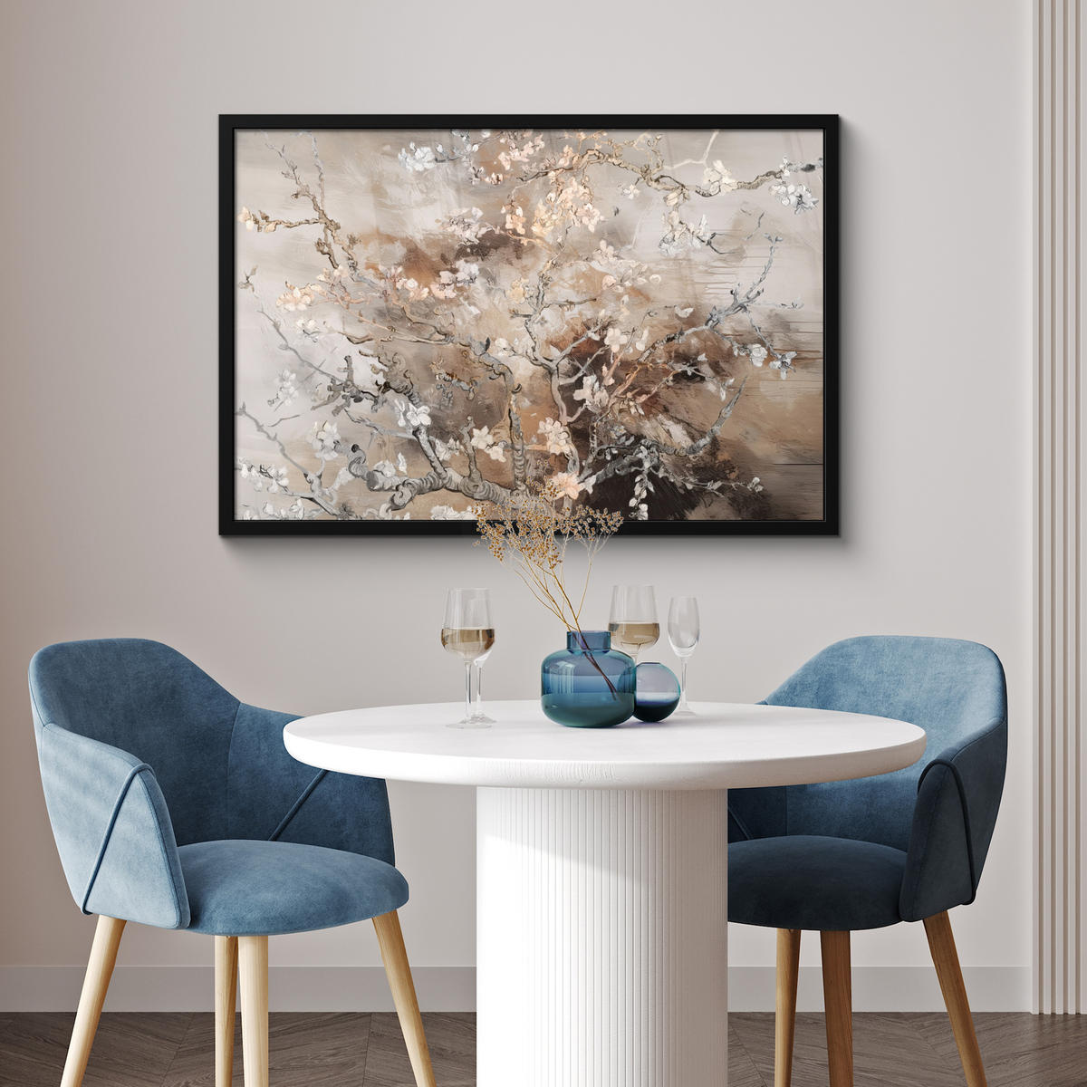 ZARÁMOVANÝ PLAGÁT Mandľový kvet - Umenie - Van Gogh - Béžová - Abstraktné 90x60 cm - hnedá, papier (90/60cm) - MuchoWow