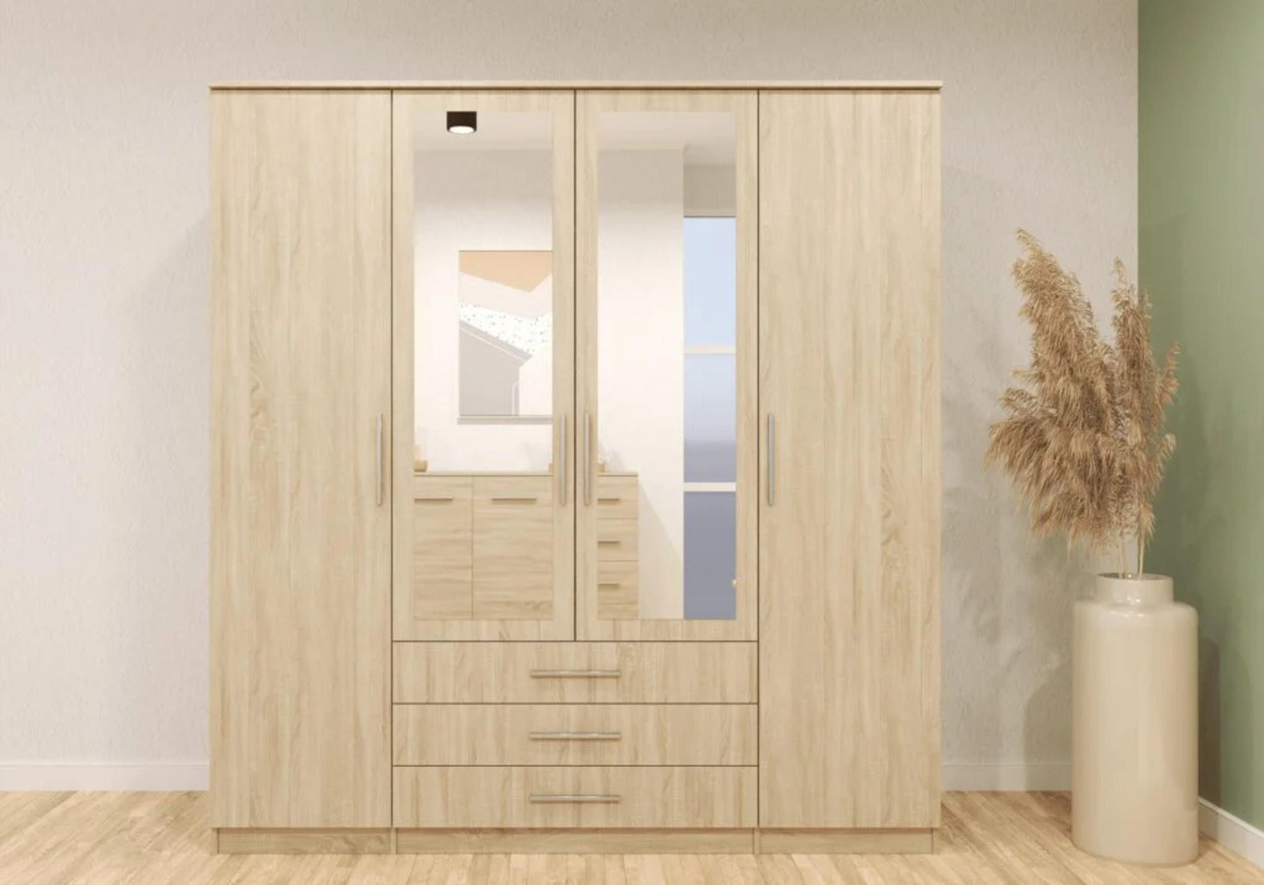 DREHTÜRENSCHRANK - RUTH 4D SONOMA - Sonoma Eiche, Holzwerkstoff/Metall (200/210/64cm) - Möblo