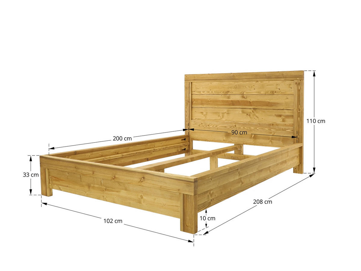 BETT aus Massivholz MIDLAND - Honig, Holz (90/200cm) - Seart