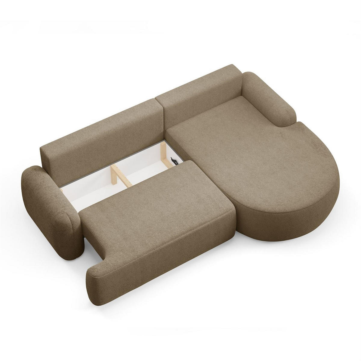 ECKSOFA CLEO mit Schlaffunktion Version Rechte QUELLE 18 - Cappuccino, Kunststoff (264/172cm) - Lookway