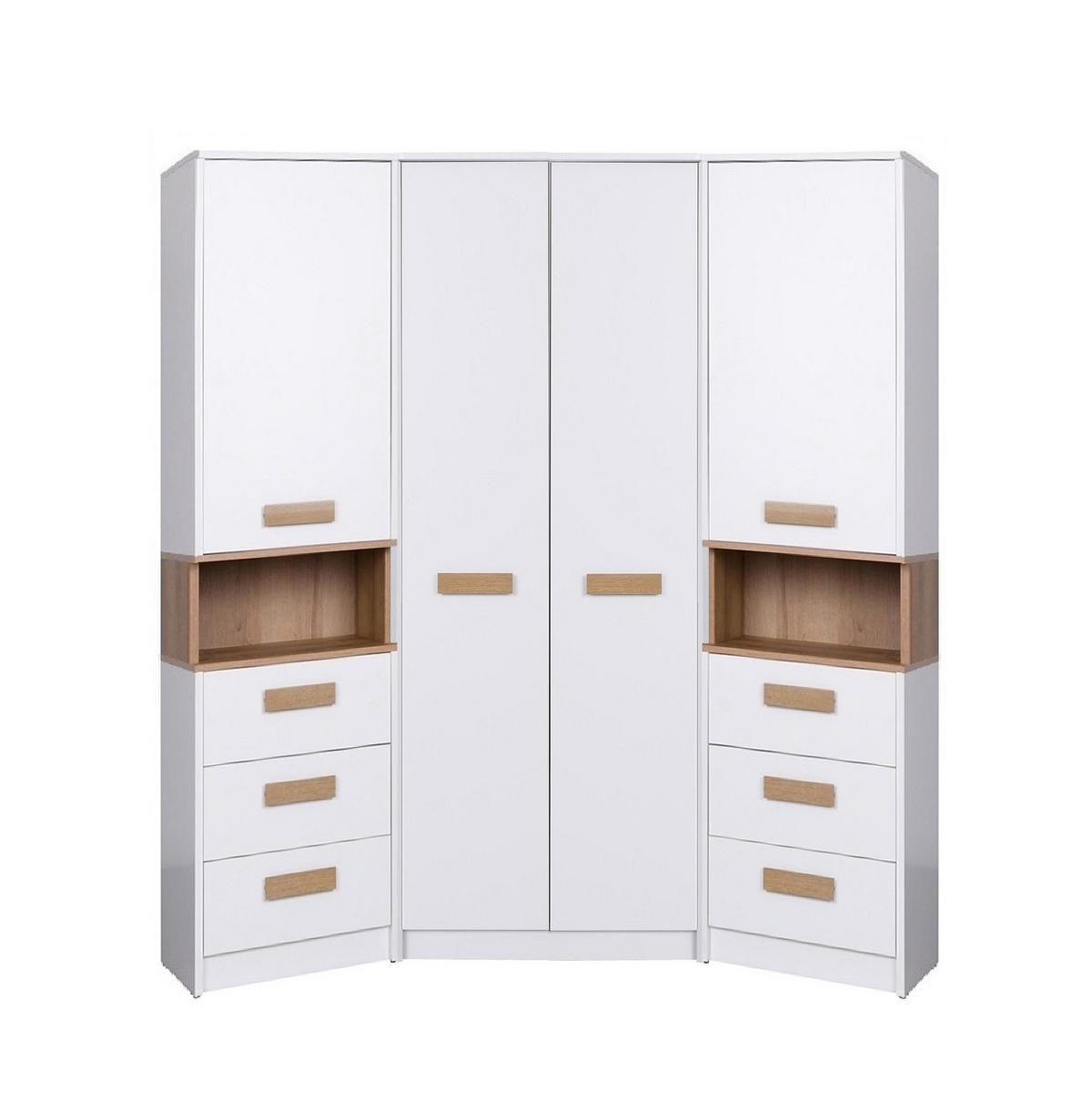 ECKKLEIDERSCHRANK ZWEI REGALE GRANT SET 17/B WEIß 143/195/143 - Weiß, Holzwerkstoff (143/195/143cm) - Marmex Möbel