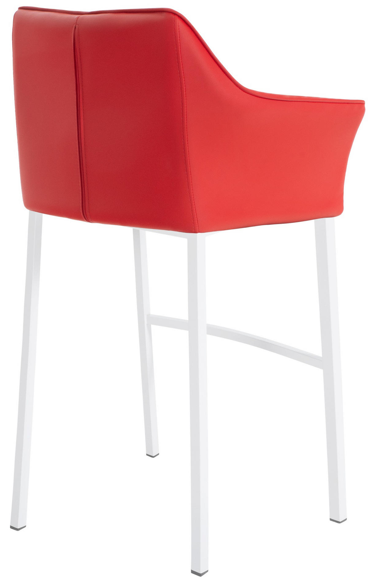 BARHOCKER Lederlook Rot - Rot/Weiß, Textil/Metall (64/110/48cm) - CLP