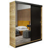 SCHIEBETÜRENSCHRANK RETRO 1 138 - Eiche Craft Gold + Schwarz 138x205x59cm - Honigeiche/Schwarz, Holzwerkstoff (138/205/59cm) - Kier Furniture