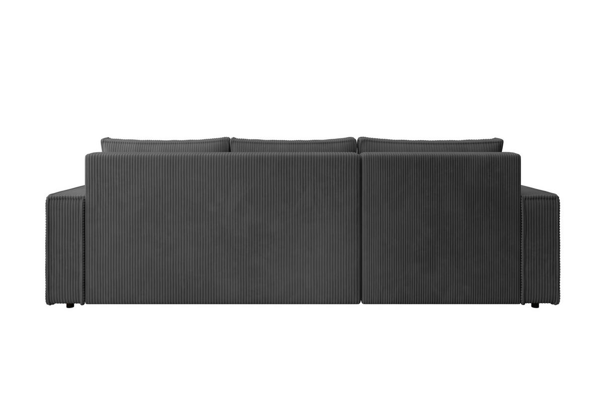 ECKSOFA CUDDY L, Eckcouch in L-Form mit Schlaffunktion und Bettkasten, Farbe: Dunkelgrau, Cordstoff, Ottomane Links - Dunkelgrau, Textil (240/140cm) - Storez24