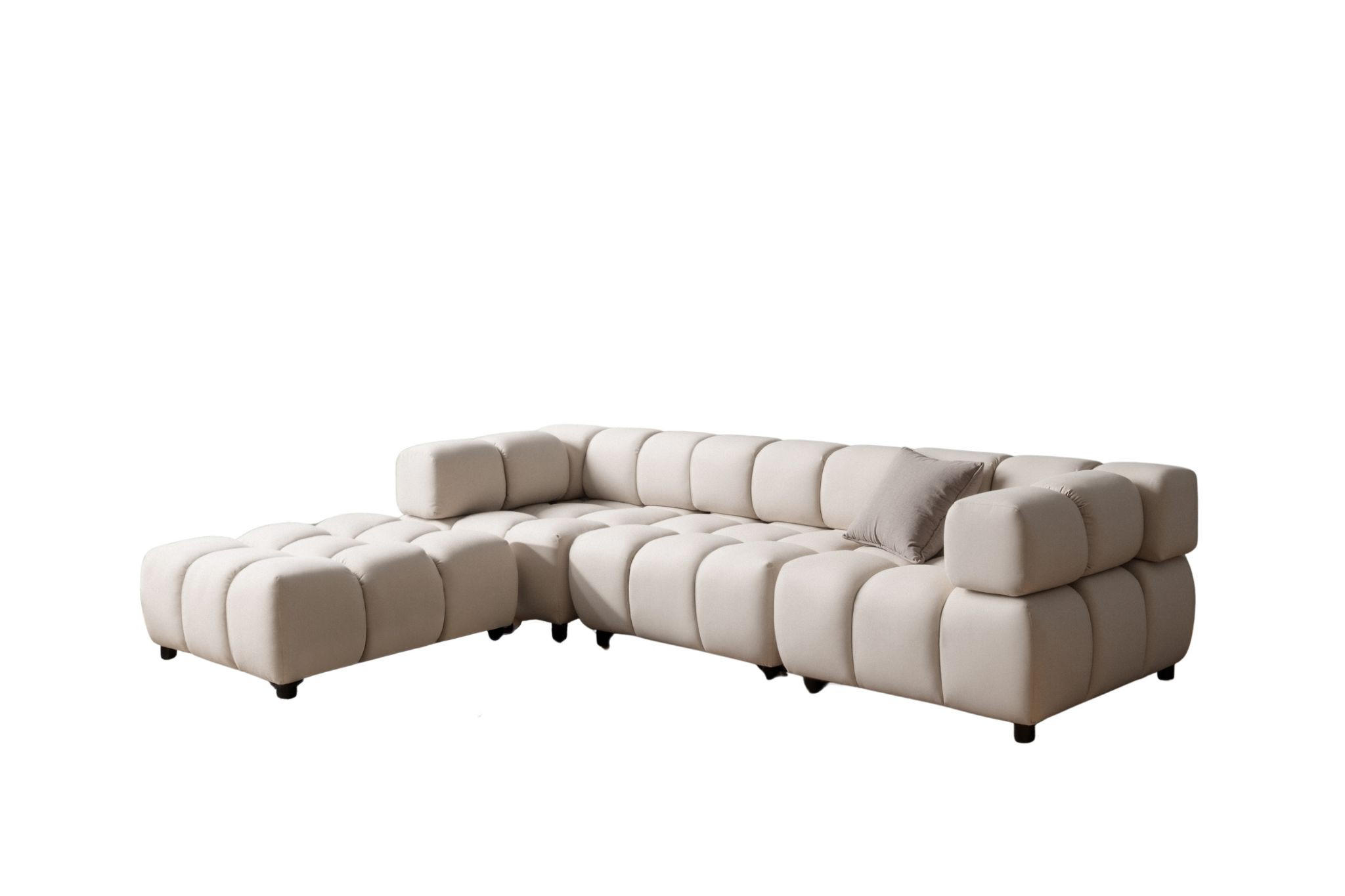 ECKSOFA L-Form Bolla, stoff Bluvel, Creme, Links - Creme, Holz (288/192cm) - Kaiser Möbel