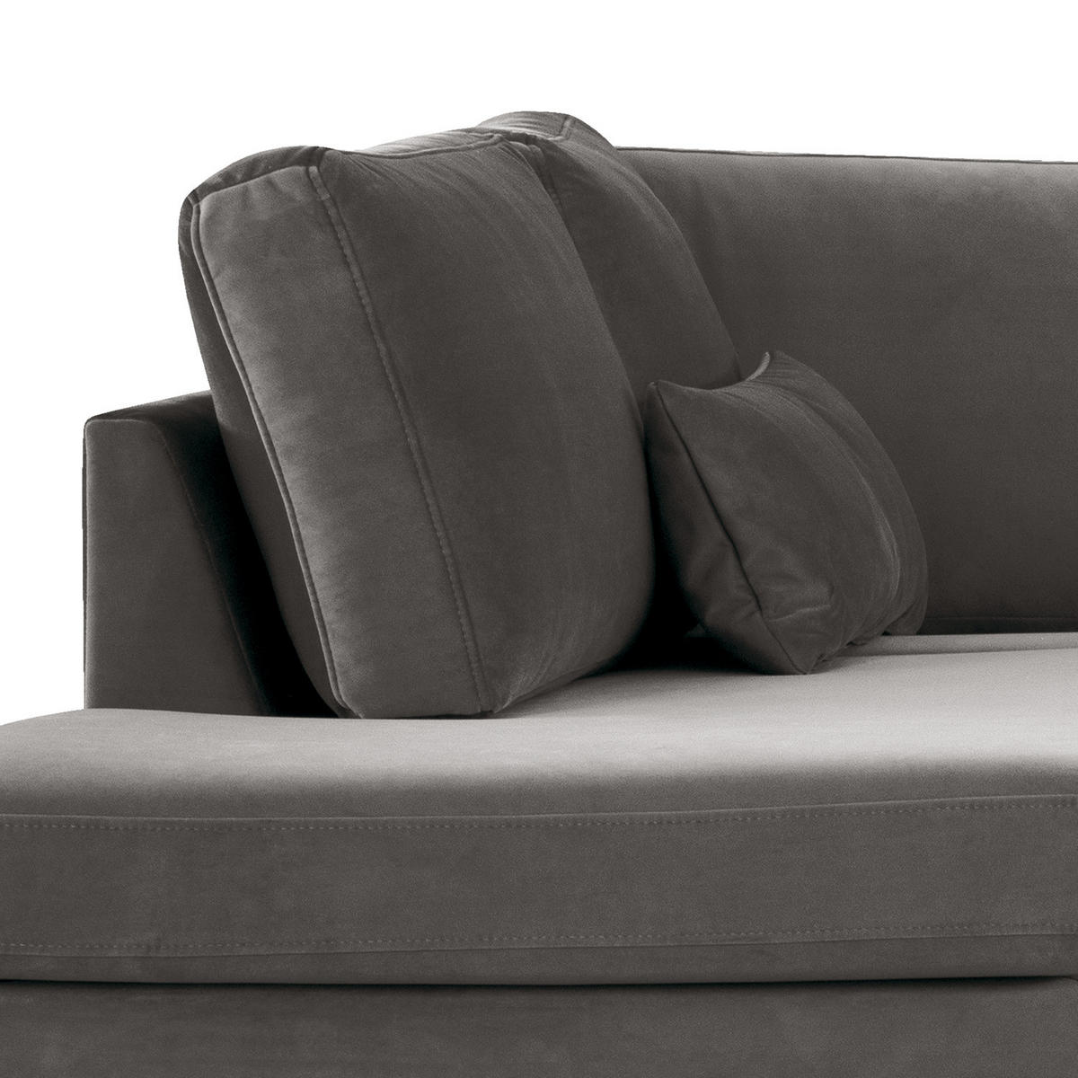 ECKSOFA mit Ottomane - Eichefarben/Dunkelgrau, Eichenholz/Textil (287/219cm) - home24