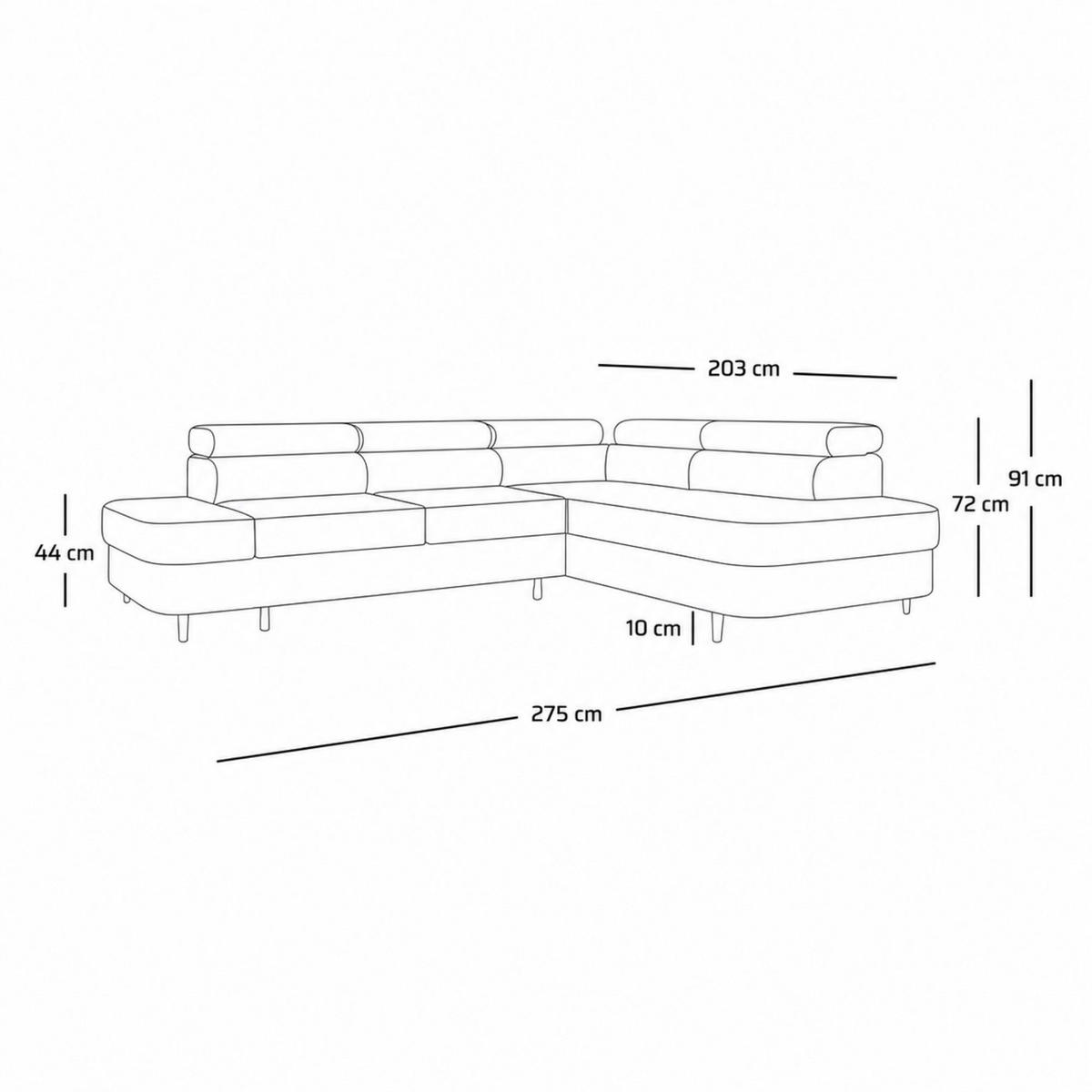 ECKSOFA PRIAM L Rechts mit Schlaffunktion 125x195 Velours Dunkelgrau - Dunkelgrau/Schwarz, Holz/Textil (203/275cm) - Muffo