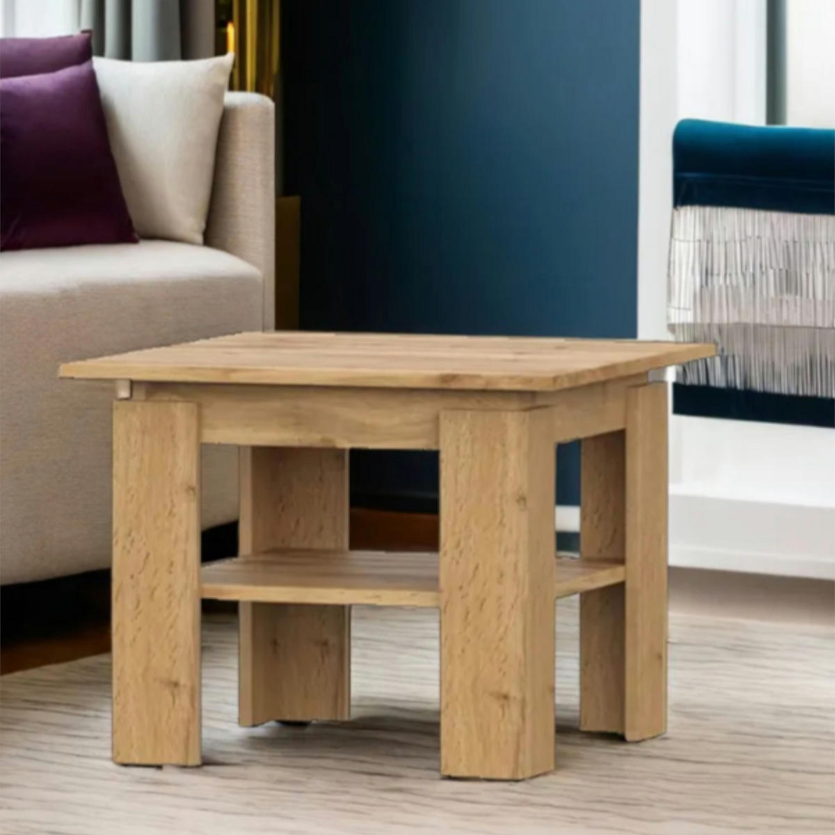 COUCHTISCH SOLA STO1 Zusätzliches Regal Eiche Wotan - Eiche Wotan, Holzwerkstoff/Kunststoff (55/55/43cm) - Komodee