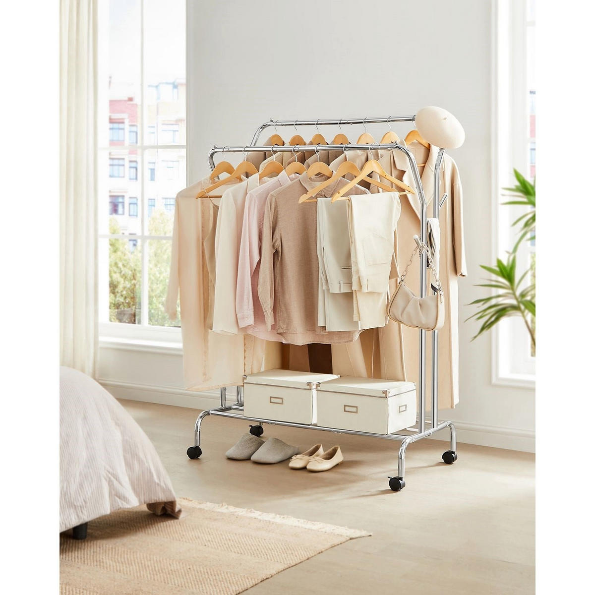 KLEIDERSTÄNDER MALABO - Silberfarben, Metall (103/155/52cm) - Hansiro