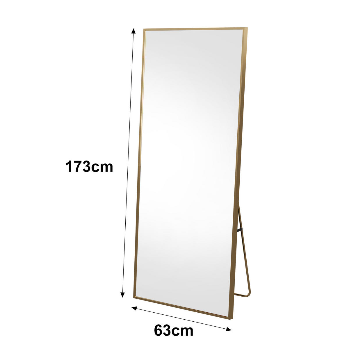 STANDSPIEGEL 173x63 cm Metallrahmen rechteckig gold - Goldfarben, Holz (63/173/3cm) - LEBENLANG