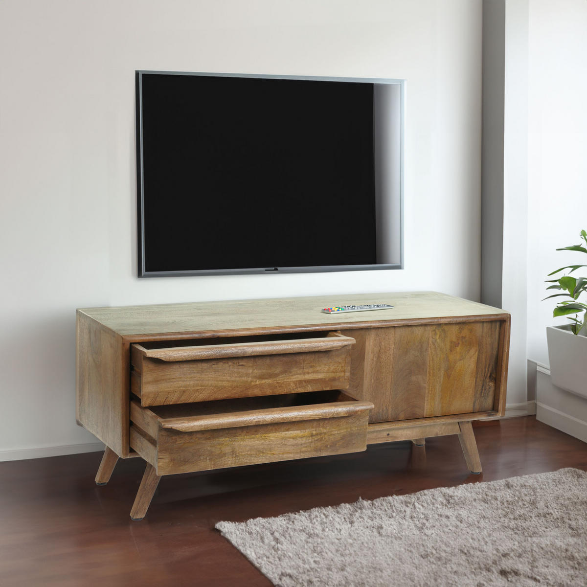 TV-RACK Walnuss Dekor - Walnussfarben, Holz (110/46/35cm) - MCW