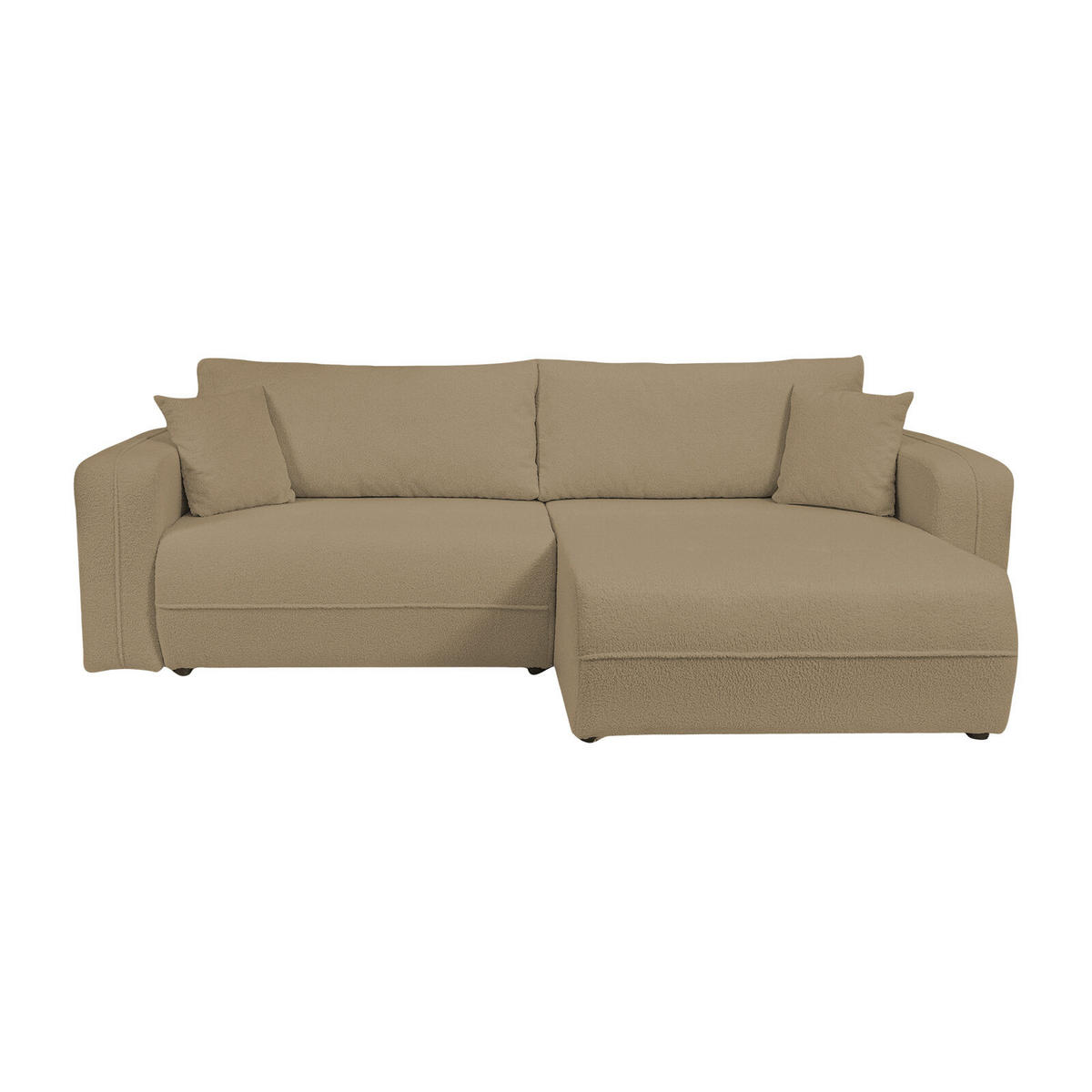 ECKSOFA Oreo L-Form Mit Bettkasten Und Schlaffunktion Quelle-Stoff Hellbraun Rechts - Hellbraun, Holz (247/143cm) - Kaiser Möbel