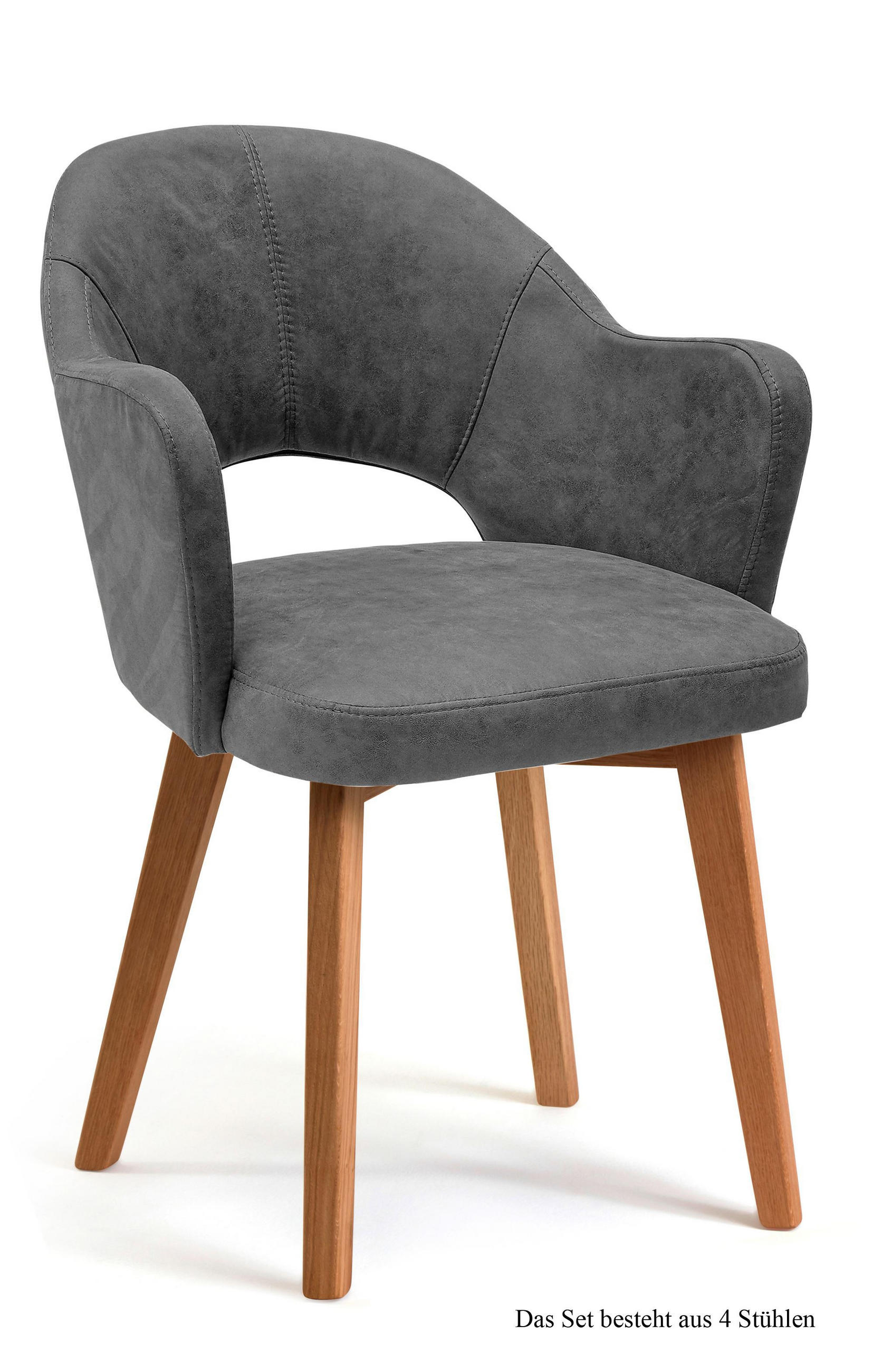 ARMLEHNSTUHL (4er-Set) Darsie 59x87x61 Eiche geölt/Grau - Eichefarben/Grau, Kunststoff (61/87/59cm) - 58aufmkessel