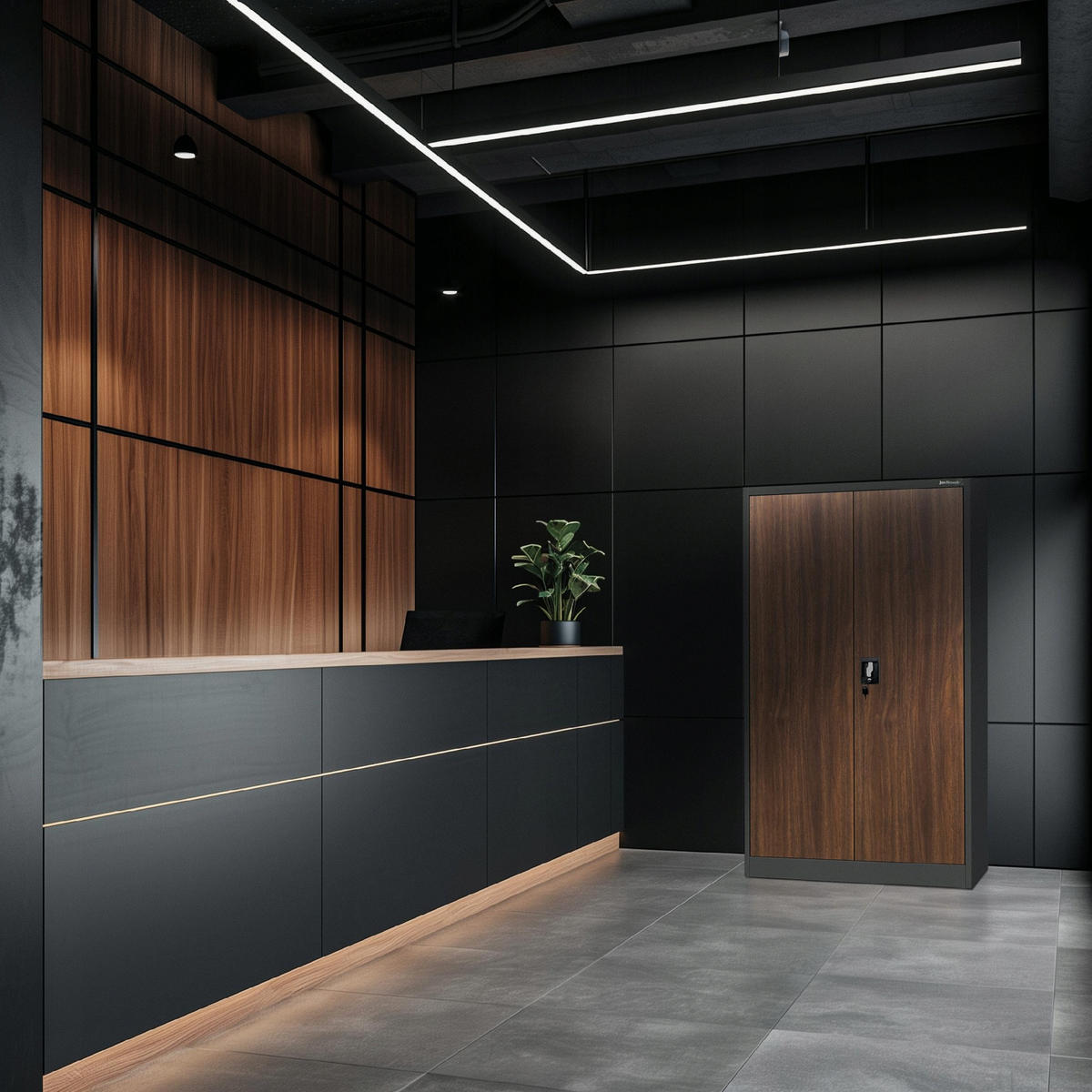 AKTENSCHRANK KEVIN - Anthrazit/Nussbaumfarben, Metall (90/140/40cm) - Jan Nowak