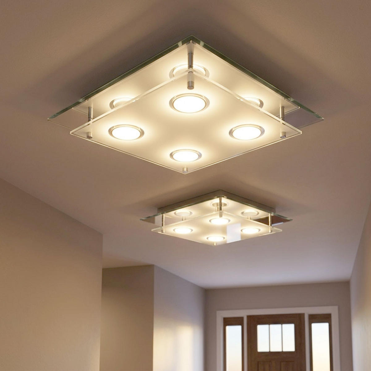 LED DECKENLEUCHTE Arena Silber Chrom - Silberfarben, Glas (34/34/8cm)