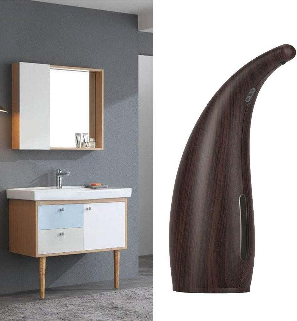 SEIFENSPENDER Automatisch Holzoptik Mit Infrarotsensor Berührungslos - Braun, Kunststoff (7.2/22.3/7.2cm)