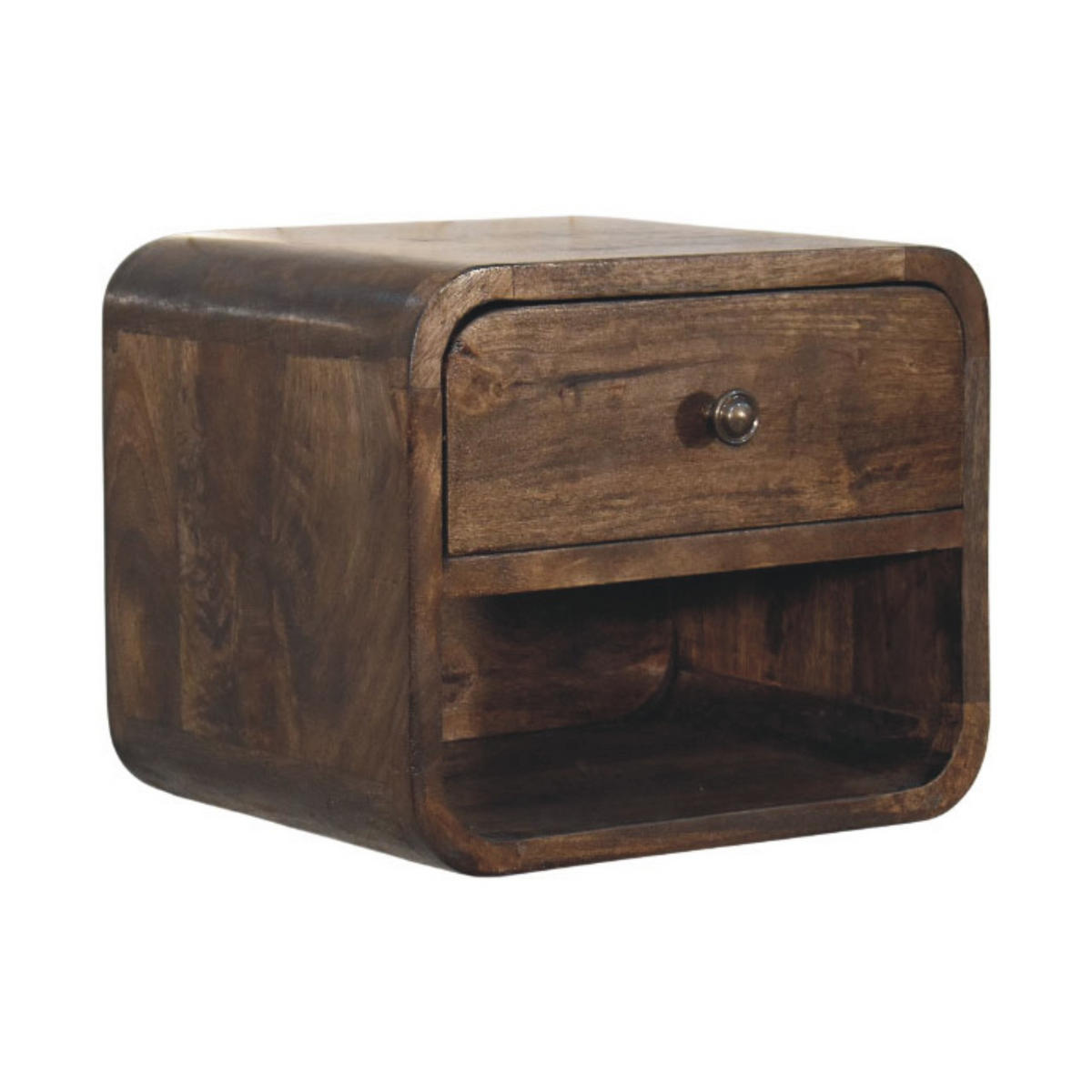 NACHTTISCH Abgerundet mit einer Schublade - Dunkelbraun/Messingfarben, Holz/Metall (30/25/25cm) - Artisan Furniture