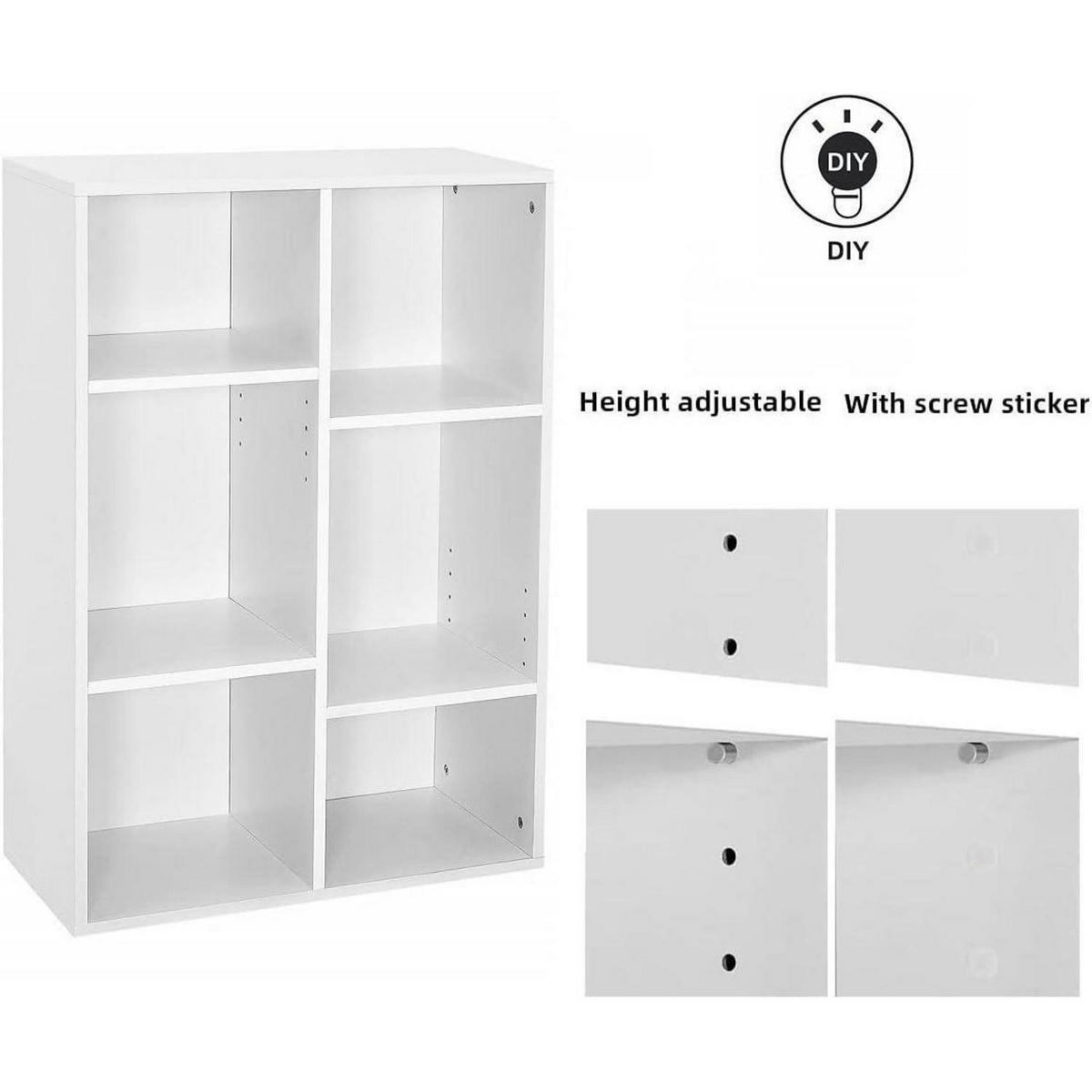 BÜCHERREGAL 6 Fächer Weiß 60.5 x 30.3 x 90 cm - Weiß, Holzwerkstoff (30.3/90/60.5cm)