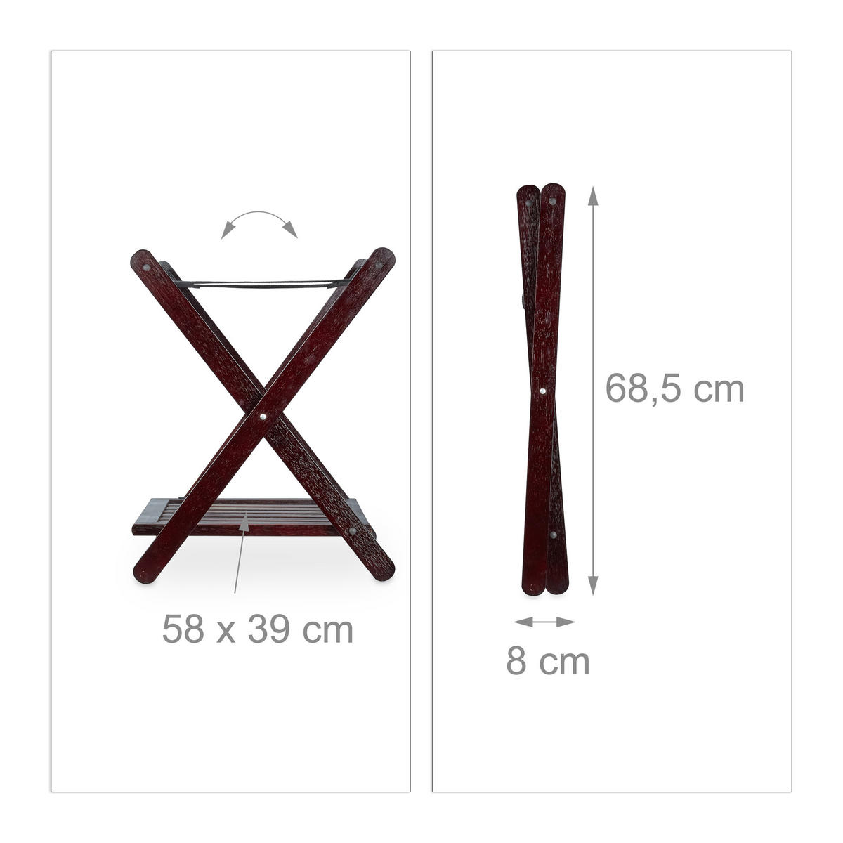 STOJAN na kufre - tmavohnedá, drevo/textil (67.5/56/42.5cm) - Relaxdays