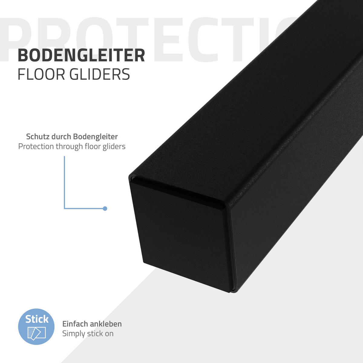 TISCHBEINE 4er Set I-96GRAD-Design H:42 cm Schwarz 4x4 cm - Schwarz, Metall (4/42/4cm) - ML-DESIGN