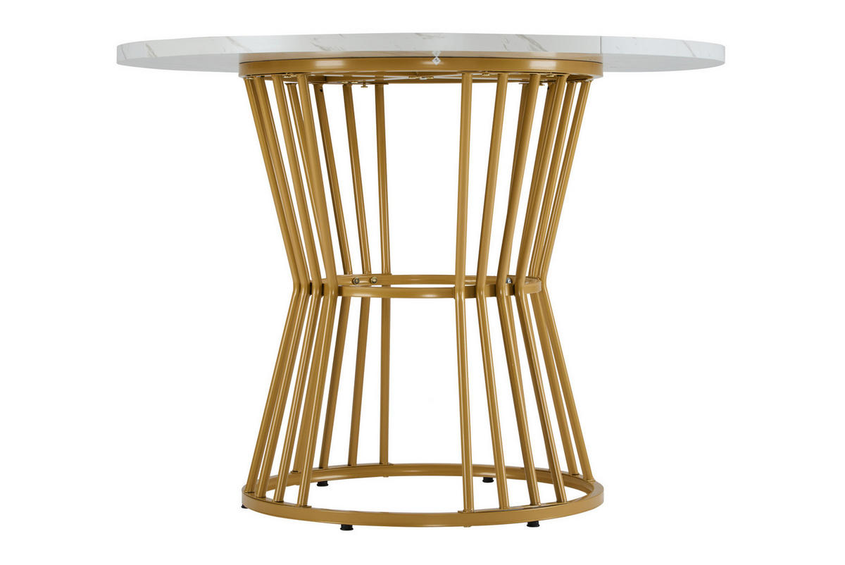 ESSTISCH 100x100x75 cm in Weiß aus MDF mit Marmoroptik auf stabilem Metallgestell - Weiß, Holzwerkstoff (90/75.5/18.5cm) - Modfu