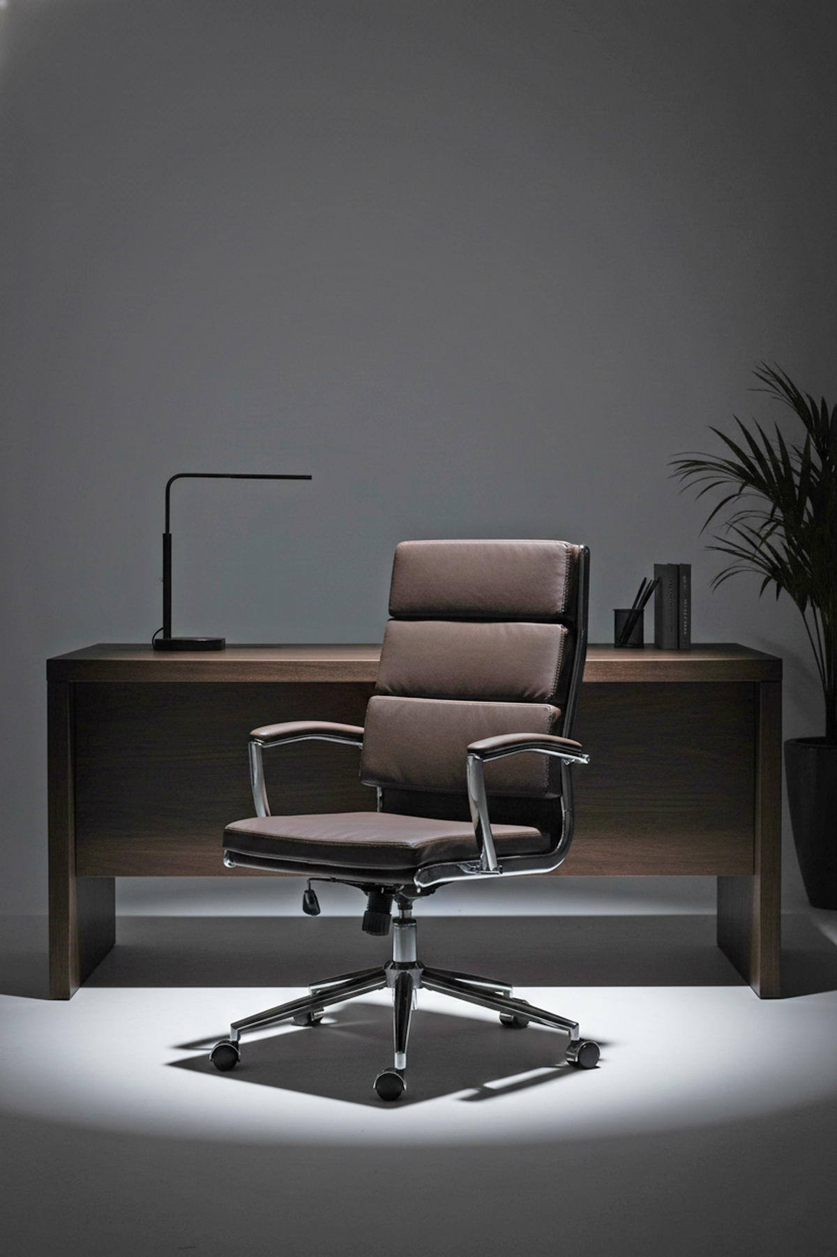 BÜROSTUHL Cyron Kunstleder braun - Chromfarben/Braun, Metall (61/115/65cm) - TPFLiving